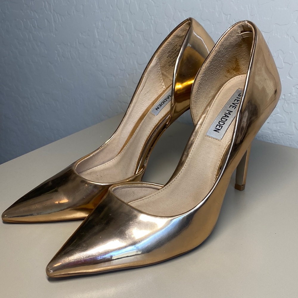 Steve Madden Felicity Metallic Rose Gold Pointed Toe High Heel Pump Size 8